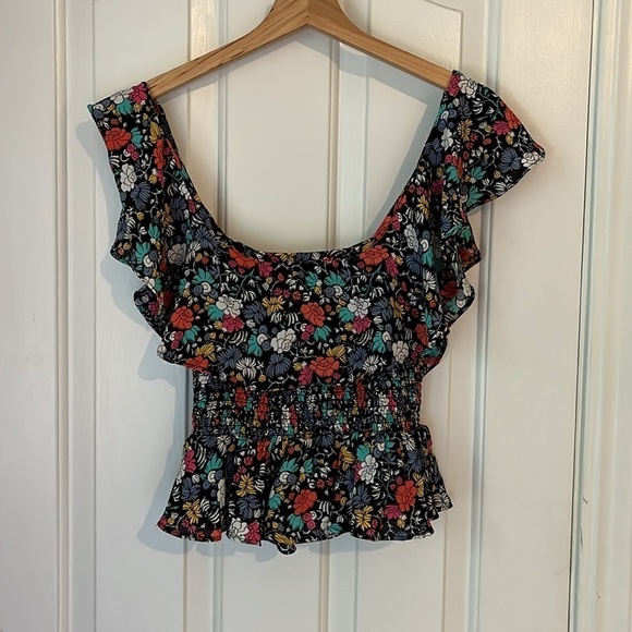 Likely | Lavato Floral-Print Off-the-Shoulder Boho Ruffle Festival Top Size XS - Picture 8 of 11